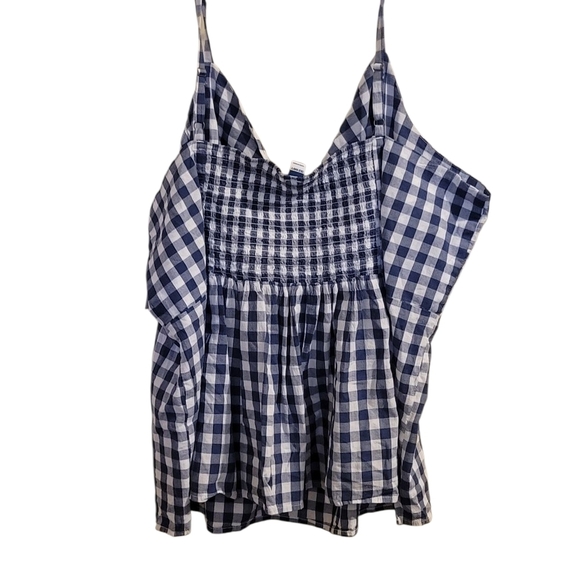 Blue and White Gingham Sleeveless Top - Picture 4 of 4